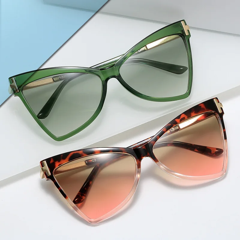 

Metal frame luxury brand fashion oversized cat eye sunglasses 2021 women sun glasses newest 2020 womans