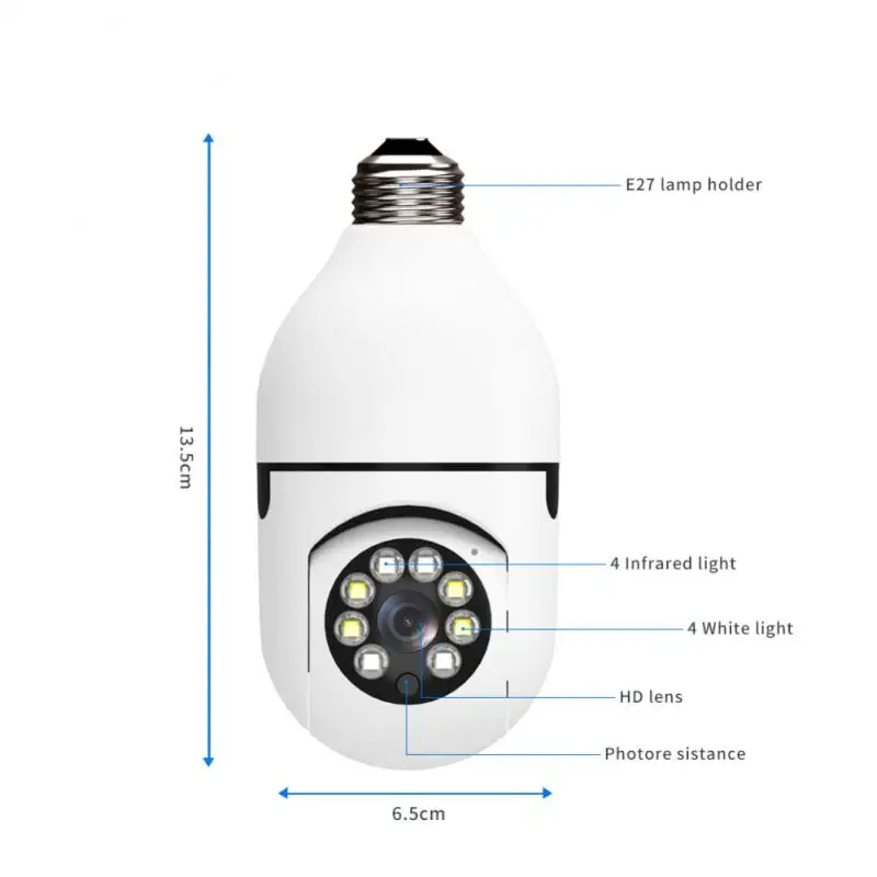 

V380 Wireless IP Camera 360 Degree LED Light Panoramic Home Security WiFi CCTV Fisheye Bulb Lamp IP Camera