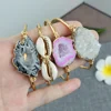 LS-D1373 Wholesale Gold Plating Agates Druzy Slice Wire Wrap Bangles Friendship Stack Bracelet For Lady As Gift