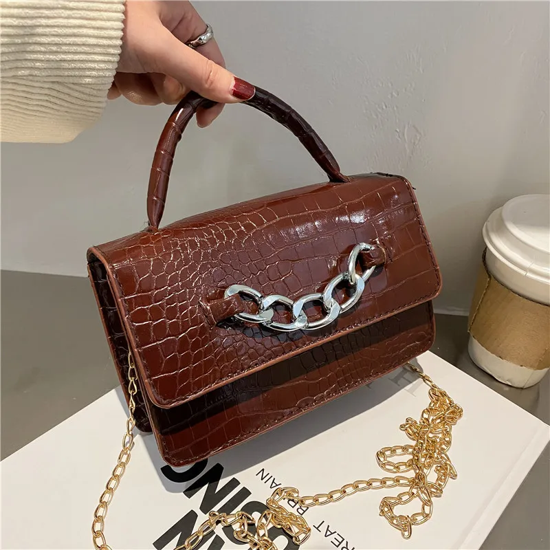 

High quality elegant fairy designer bag with chain western style alligator small square handbag for lady