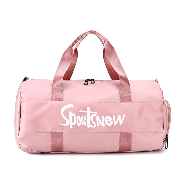 

Wholesale fashion Promotional Nylon crossbody Custom Logo pink Duffel Sports Gym Bag for gym women