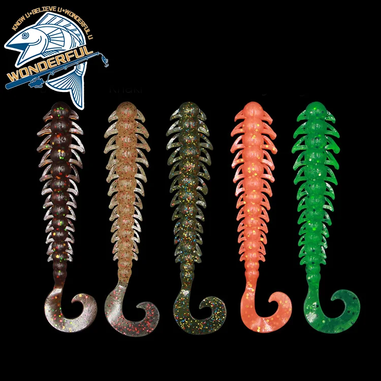

New Style 6g 110mm Artificial Bionic Multicolor Freshwater Saltwater Smell Curly Grub Tail Centipede Soft Worm Lure