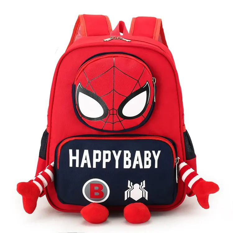 

Wholesale kindergarten kids children school bag cartoon spider nylon book backpack, Red,blue,dark blue