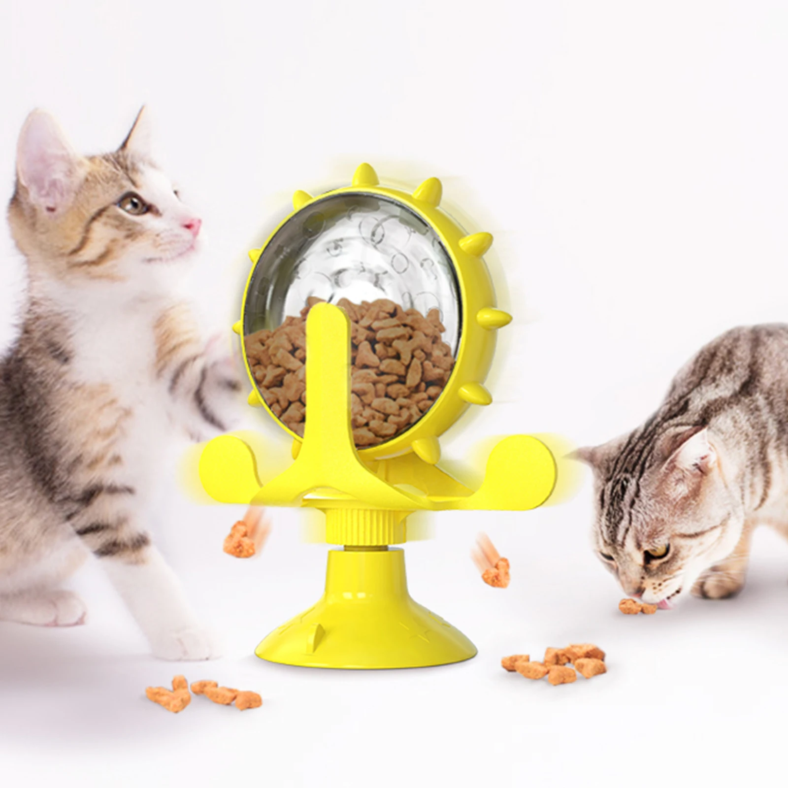 

Rotating wheel 360 degrees Multifunctional cat leaking toy Pet Cat Slow Feeder Toy, Lake blue