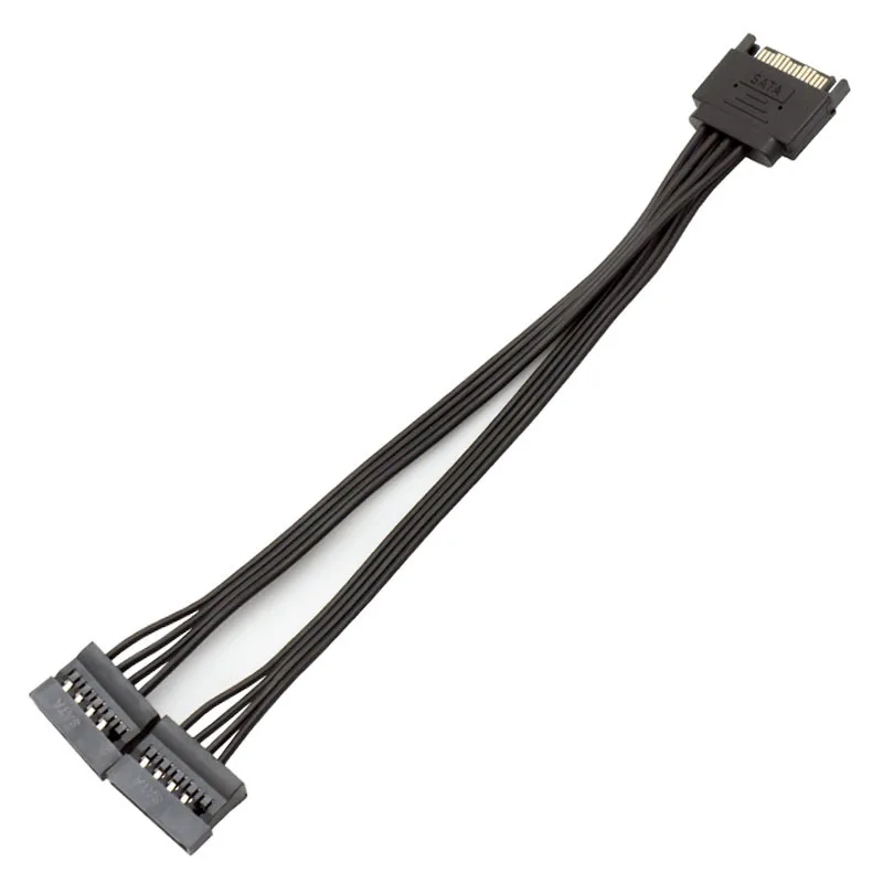 

SATA power cord 15pin to 2 15pin female all black side-by-side 4-core SATA 1 to 2 hard disk power cord