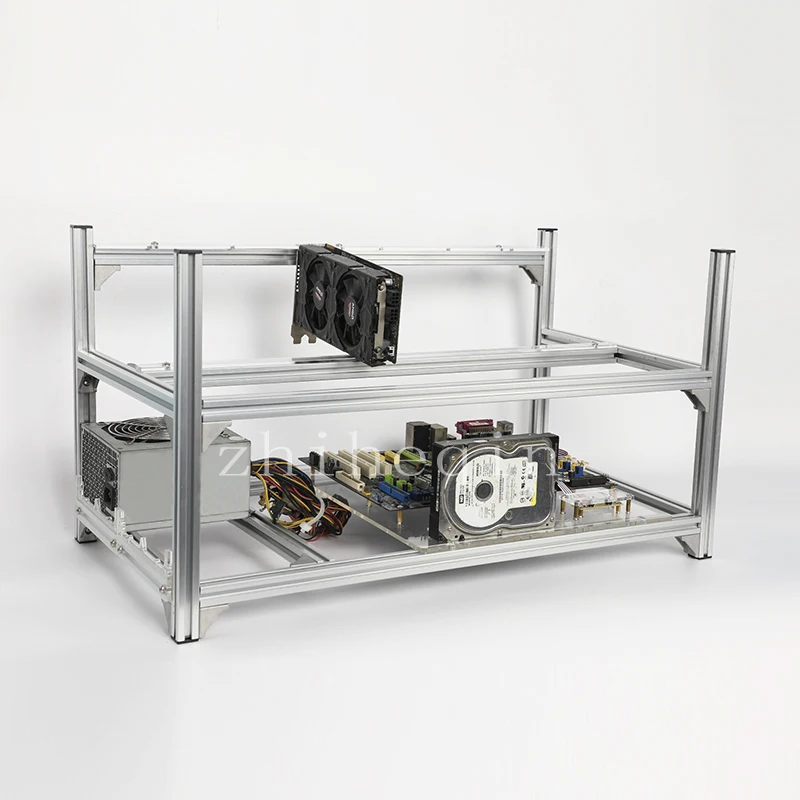 

6 8 12 14 16 18 19 20 GPU Open Air rig Rack GPU Rig Frame in stock, Silver/black