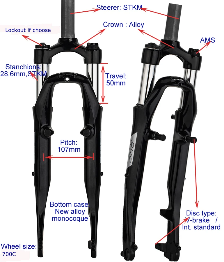 Factory Designed 28.6mm Stanchions 107 Pitch For 700c Bicycle