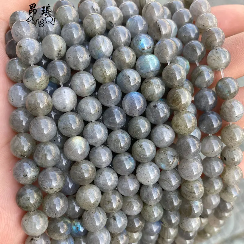 

Genuine Smooth Natural Grey Labradorite Beads AAA Grade Labradorite Stone Beads For Jewelry Making, Grey as picture