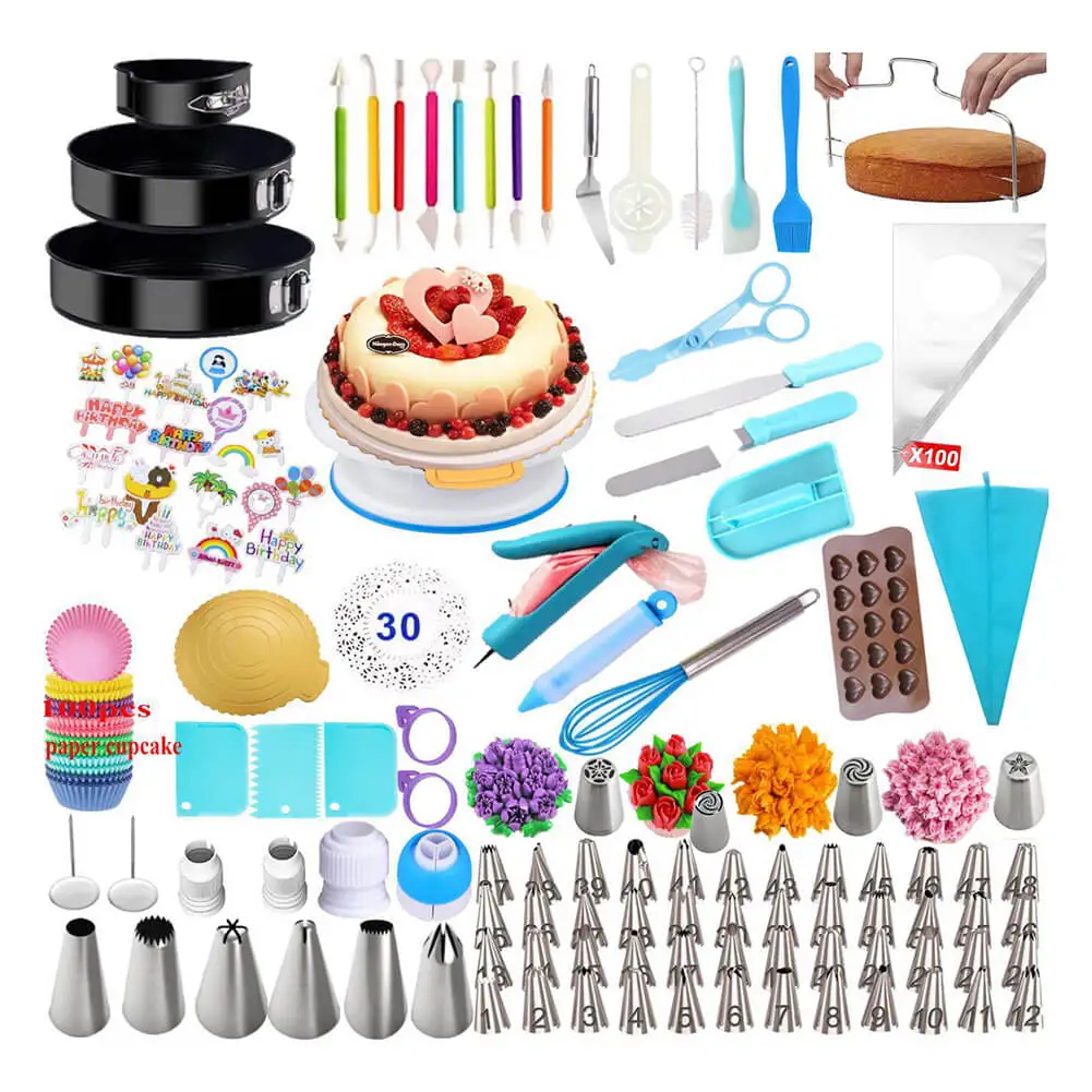 

375PCS Cake Baking Set Cake Turntable Decorating Supplies