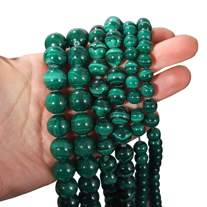 

Natural Stone Malachite Beads Round Loose Gem Stone Bead For DIY Jewelry Making 6/8/10/12mm Strand