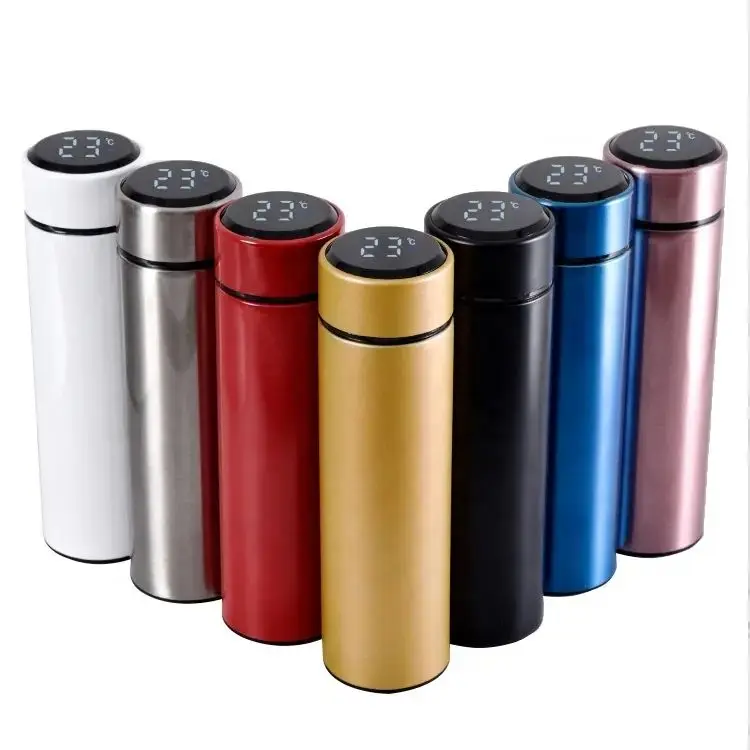 

Custom Logo 500ml Vacuum Flasks Insulated Thermos Stainless Steel Smart Water Bottle With Led Temperature Display