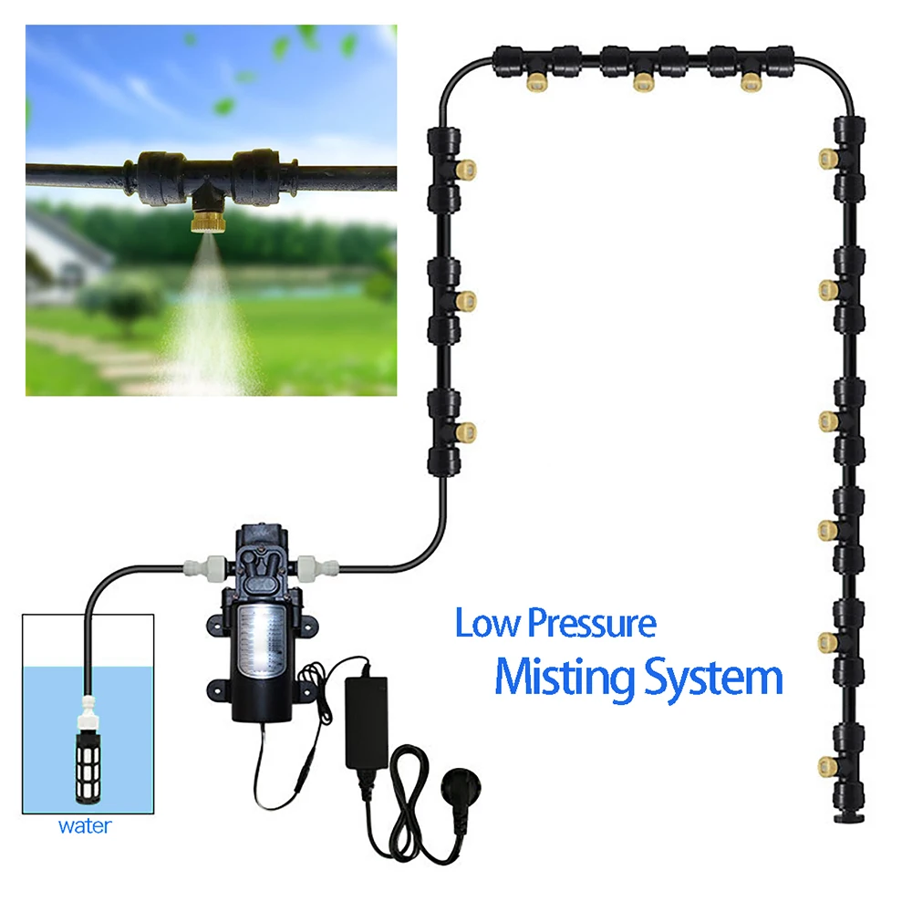 

9M Outdoor Mist Cooling System Irrigation kits for Greenhouse Garden Patio Mister Line low pressure misting system