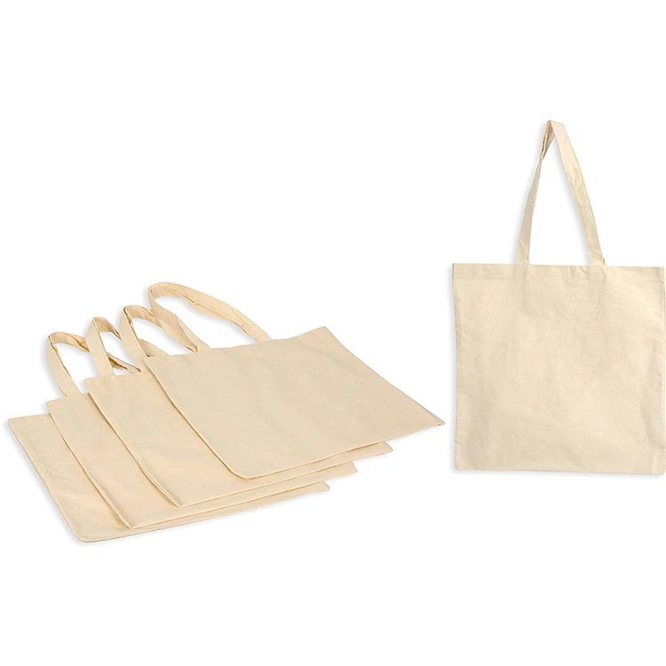 

Cheap promotional eco plain white blank shopping canvas tote bag with pockets, White or oem