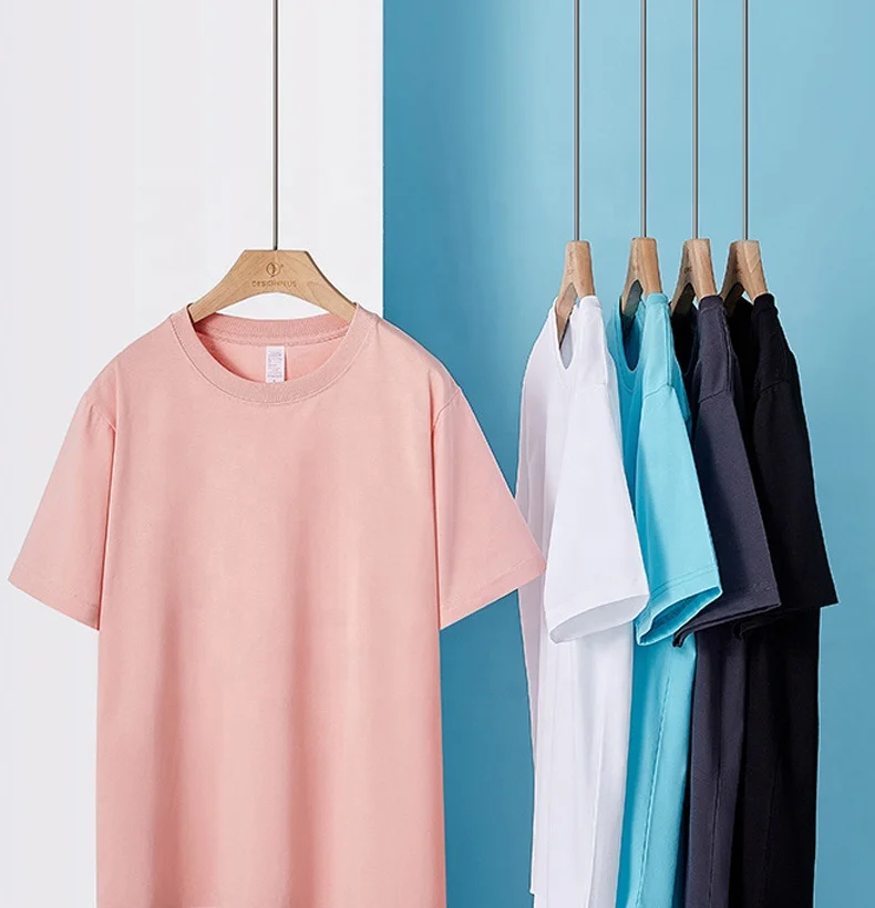 

L8 Custom Print Oem 100% Cotton 205gsm White Black Blank Plain Tshirt Short Sleeve Unisex Men's Women's T Shirt For Men Women, 5 colors