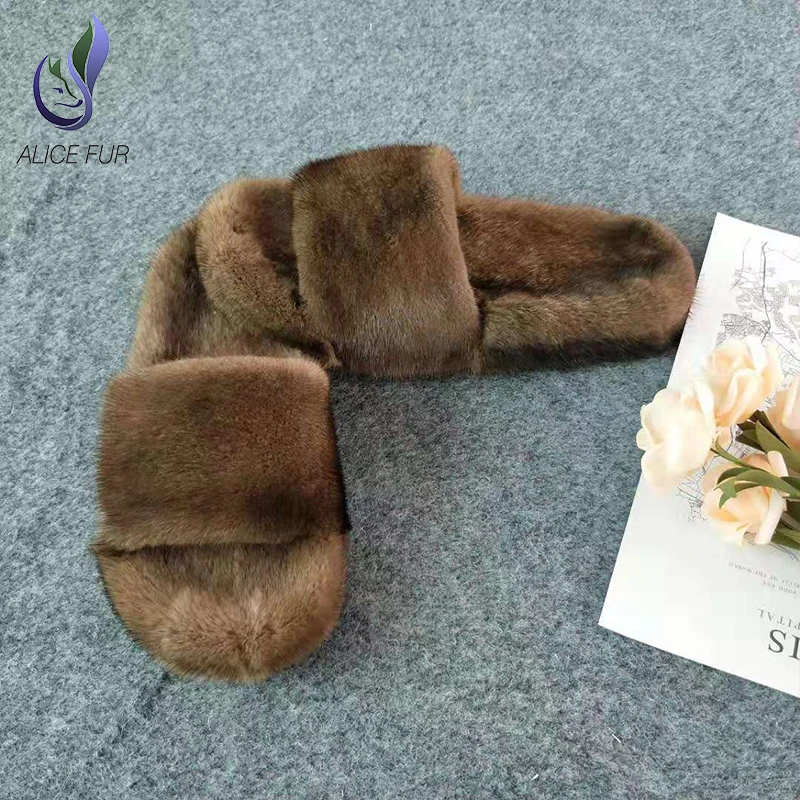 

Hot sale wholesale price soft and warm pvc sole womens mink fur slippers