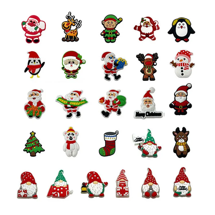 

100pcs+ Christmas new Croc Shoes Charms Designer Santa Claus Pvc Accessories Clog Fit For Wristband Decorations Croc