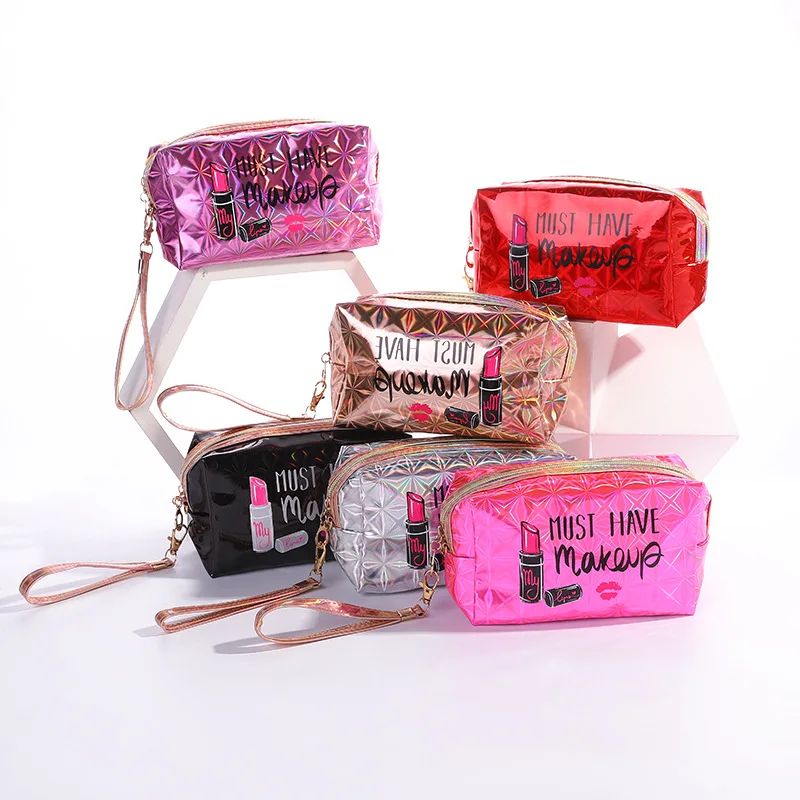 

2022 New Fashion Waterproof Women holographic Travel Wash Bag Cosmetic Makeup Bag, Customized color