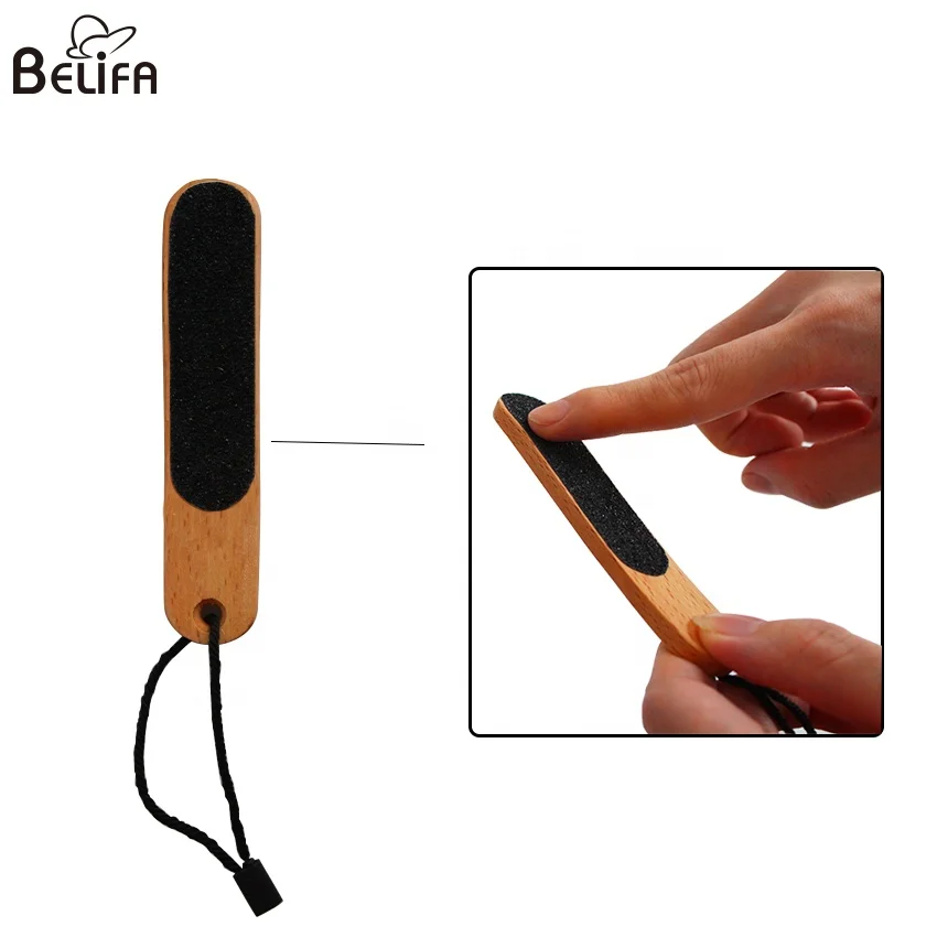

Belifa private label eco friendly wood handle travel pocket rock climbing finger file climbskin double sided hand&finger file