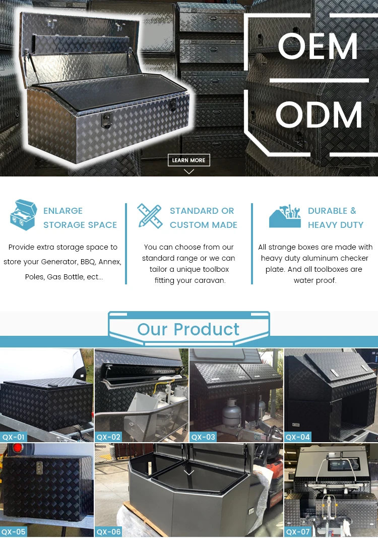 Custom Aluminum Storage Box Drawbar Toolbox With Fridge Slide For