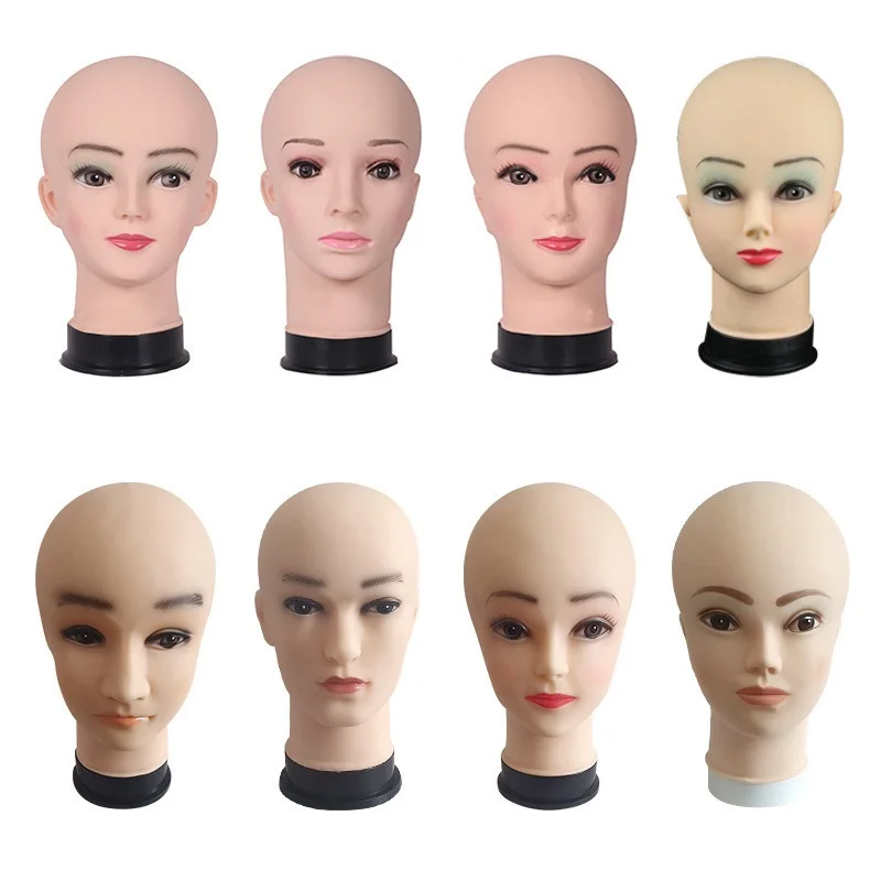 

Wholesale Realistic female human hair makeup wig display head with shoulders manikin tosro ghost plastic stand african mannequin, Any color