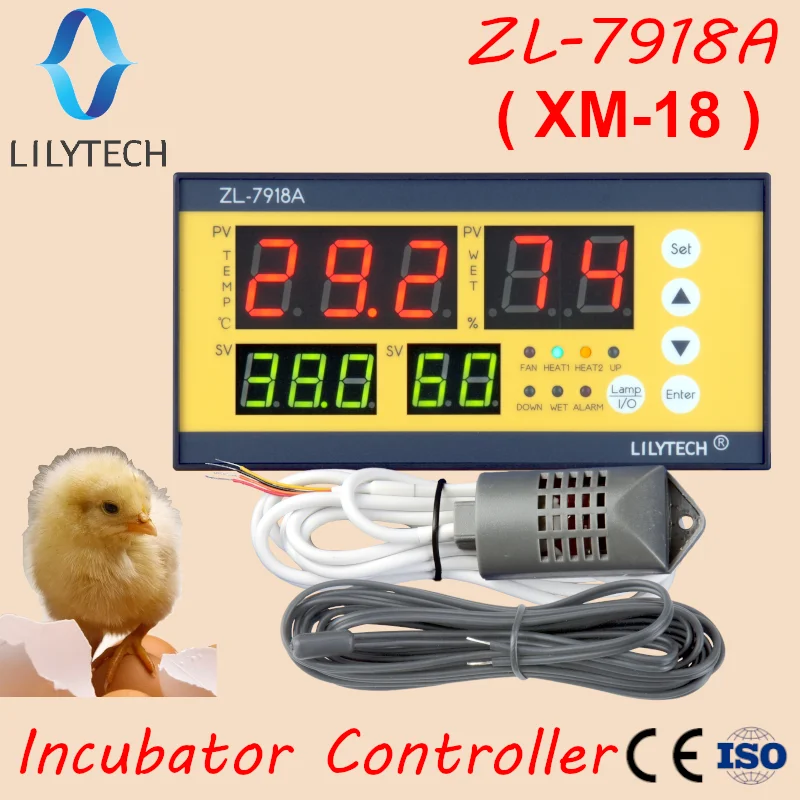 
ZL-7918A, egg incubator controller, xm-18 cincubator controller, temperature and humidity controller for incubator, Lilytech 