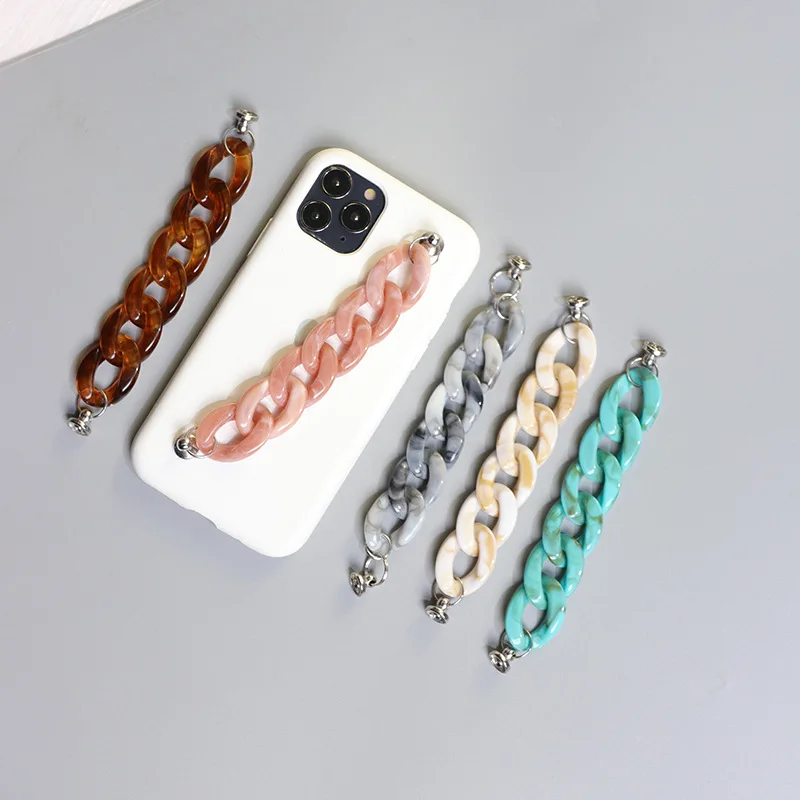 

Personality Marbled Wrist Chain Phone Case Anti-wrestling Belt DIY Jewelry Acrylic Cell Phone Holder Chain