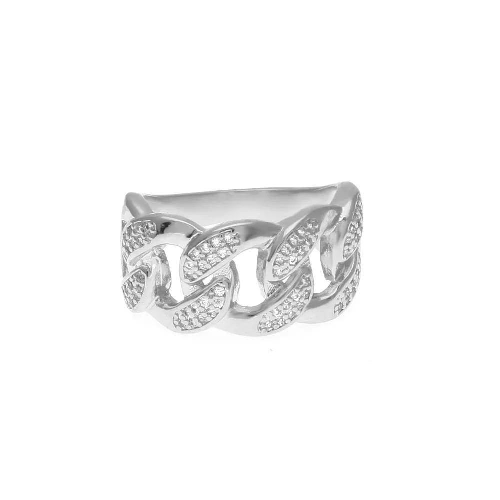 

Hip-hop jewelry with micro-zircon chain ring design for men's Cuban rings