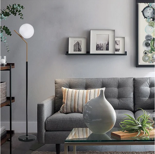 Nodic living room warm light creative simple modern vertical E27 glass ball floor lamp