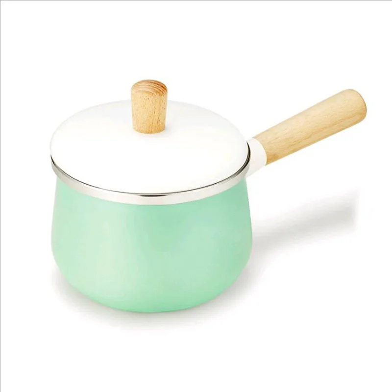 

Wooden Handle Enamel Milk Pot High Temperature Resistance Ceramic Casseroles Stew Soup Casseroles Kitchen Accessories