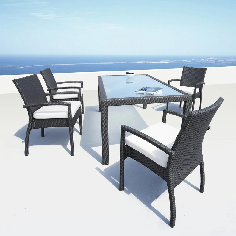 
All Modern Aluminum Outdoor furniture patio Dining Table set with glass table top garden furniture outdoor 