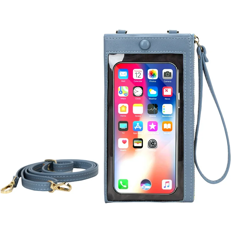 

2021 transparence windows Can touch women purse Cross body bag wrist strap ladies mobile phone bags & Cases wallet, 6 colors