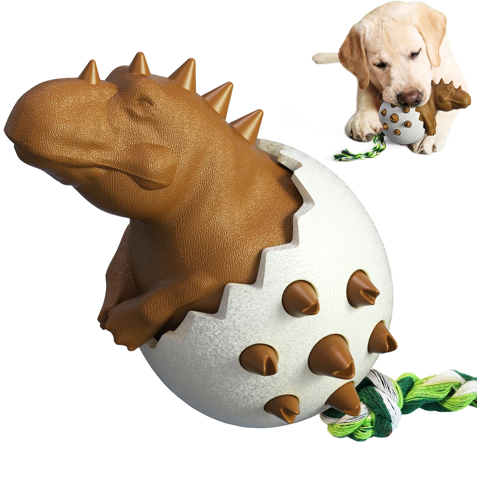 

Pet Supplier Rubber Indestructible food grade TPR dinosaur egg dog chew toy for dog aggressive chewers Teeth Cleaning, Turquoise/green/orange/yellow/chocolate