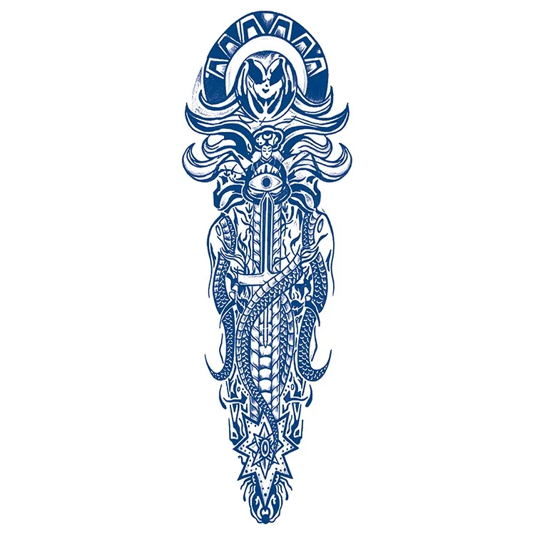 

GZQB series blue myth story art waterproof disposable tattoo stickers, Cmyk