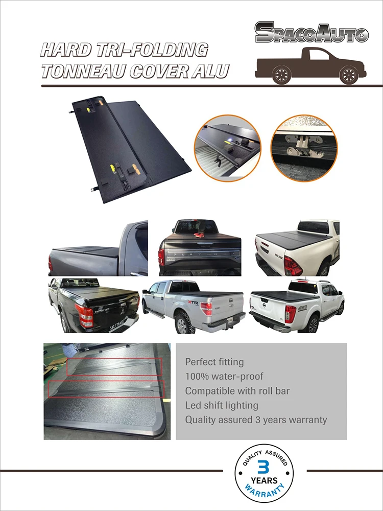 Hard Tri-fold Tonneau Cover Ranger Wildtrak For Ford 2012 2013 2014 2015 2016