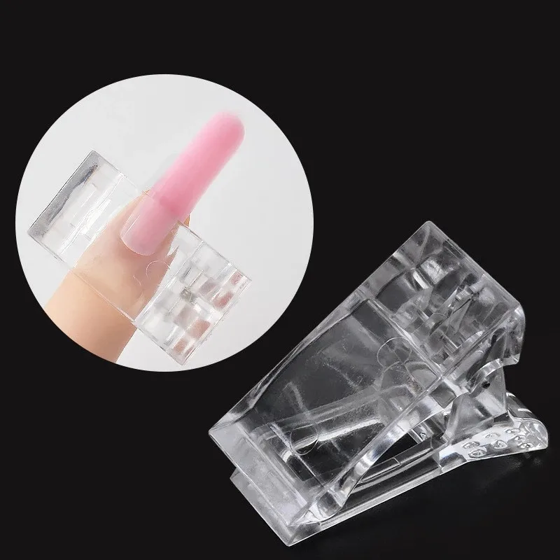 

Acrylic Nail Plastic Finger Polish Extension Tips Quick Building Mold UV Gel Clip Tool Nail Art Builder, Transparent