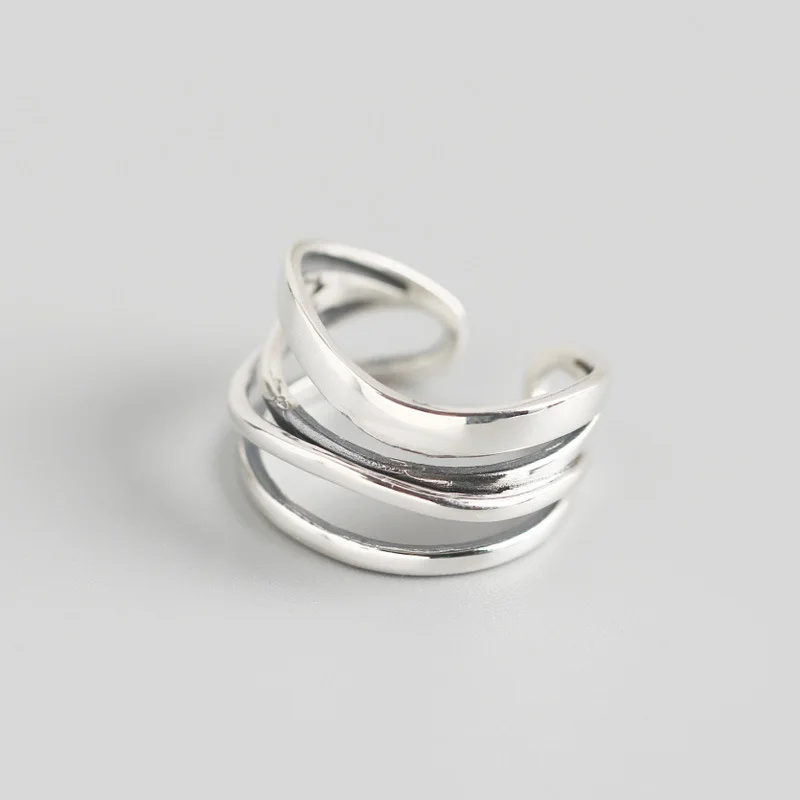 

Handmade 925 Sterling Silver Irregular Layer Rings for Women Silver Jewelry