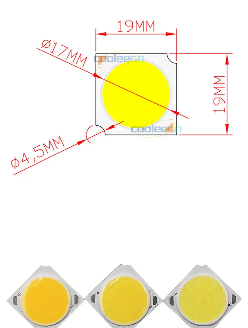 Led Spotlight Chips 19x19mm Square Cob Led 10w 20w 30w 50w 30v Chip For