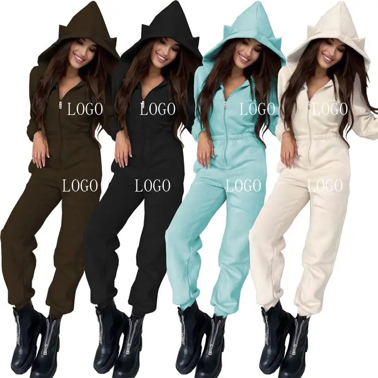 

Newest Design Women Hoodies Jumpsuits Long Sleeves Whole Zipper Women Bodycon One Piece Jumpsuit And Rompers