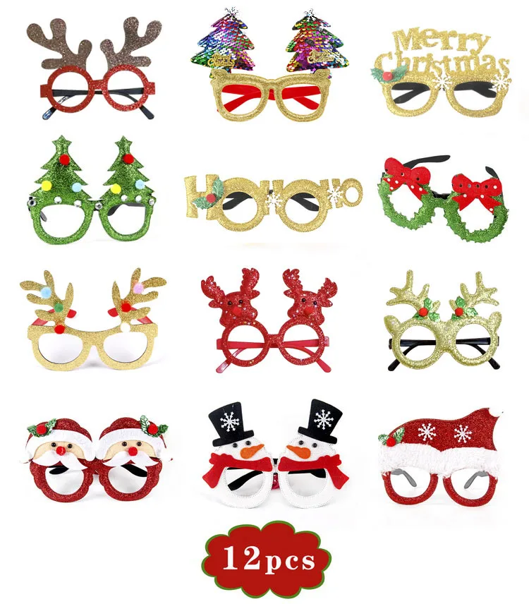 

Christmas Ornaments Glasses Set Festive Adult Children Christmas Gift Hat Head Buckle Hoop Clap Ring Bracelet