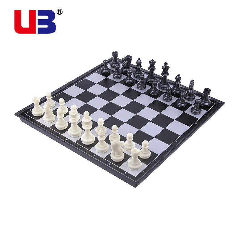 

Chess Set Board High Quality Silent Plastic Chess Foldable Chess Set, White/golden