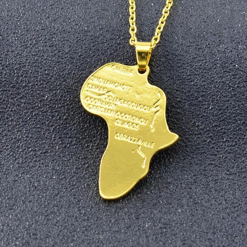 

European and American hot-selling jewelry wish new pendant fashion Africa map hip hop necklace, Picture shows