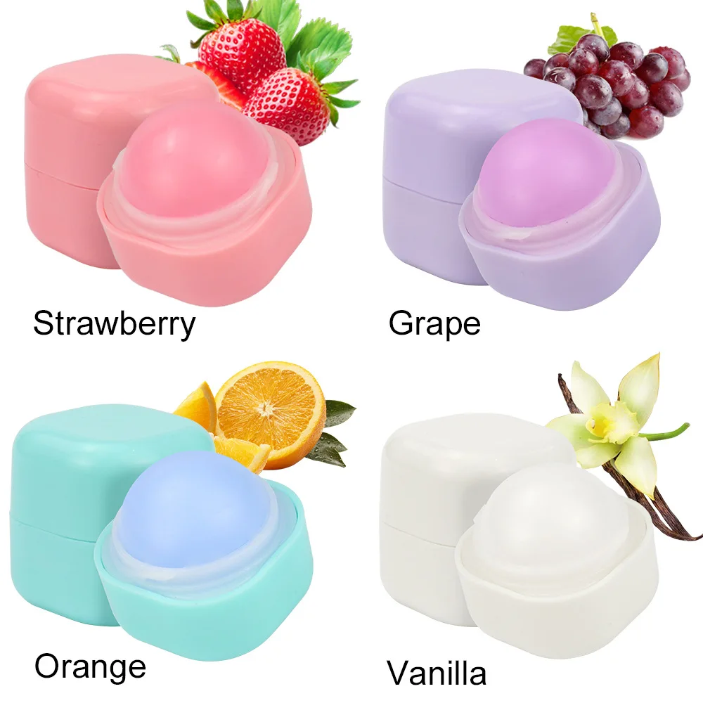 

Wholesale custom private label organic lip balm vegan strawberry fruit smooth moisturize lip balm, 4 colors