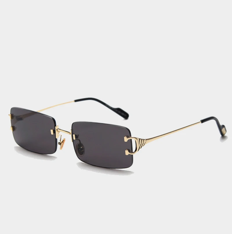 

2020 Fashion Rectangle Rimless Style Tint Ocean Lens Sunglasses Women Vintage Brand Design Sun Glasses Oculos De Sol, Custom colors