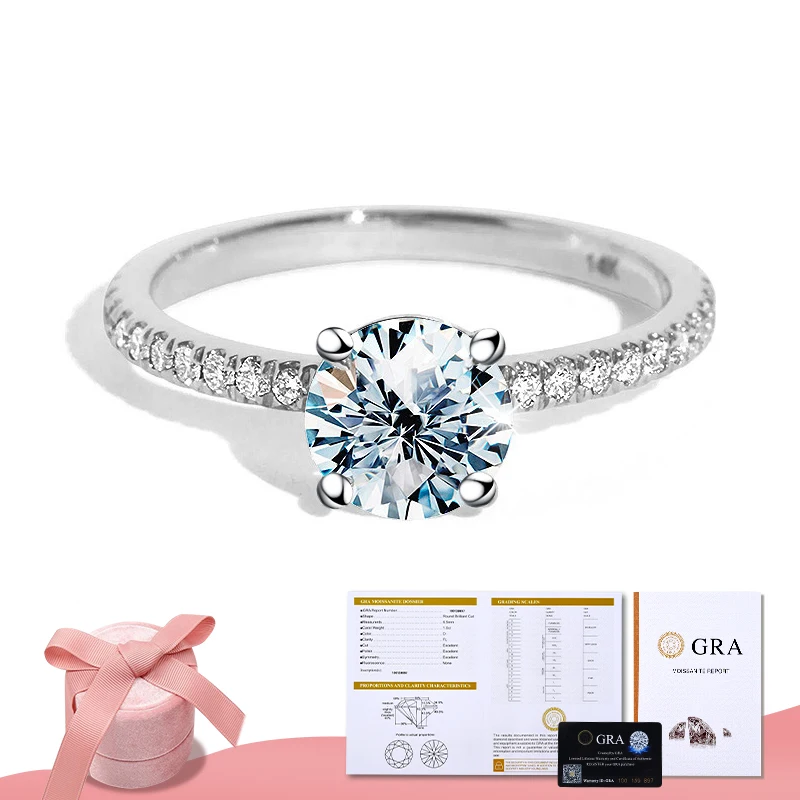 

Fashion Gra certified D 3 5 CT carat Moissanite Diamond Big Solitaire Wedding Ring for Women 925 Sterling Silver Luxury Jewelry