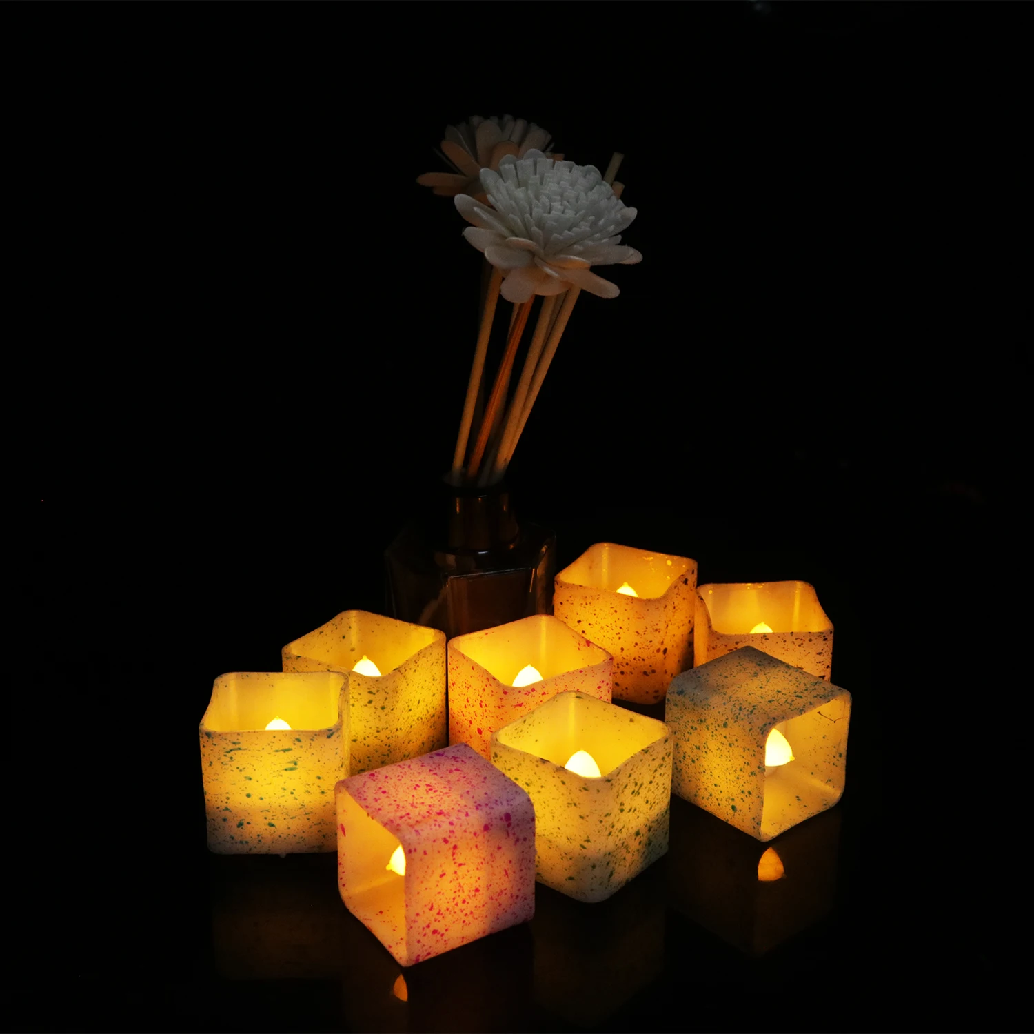 Creative Battery powered LED Square Candle Lights Yellow Flickering LED Window Candles Light For Home Wedding Decoration