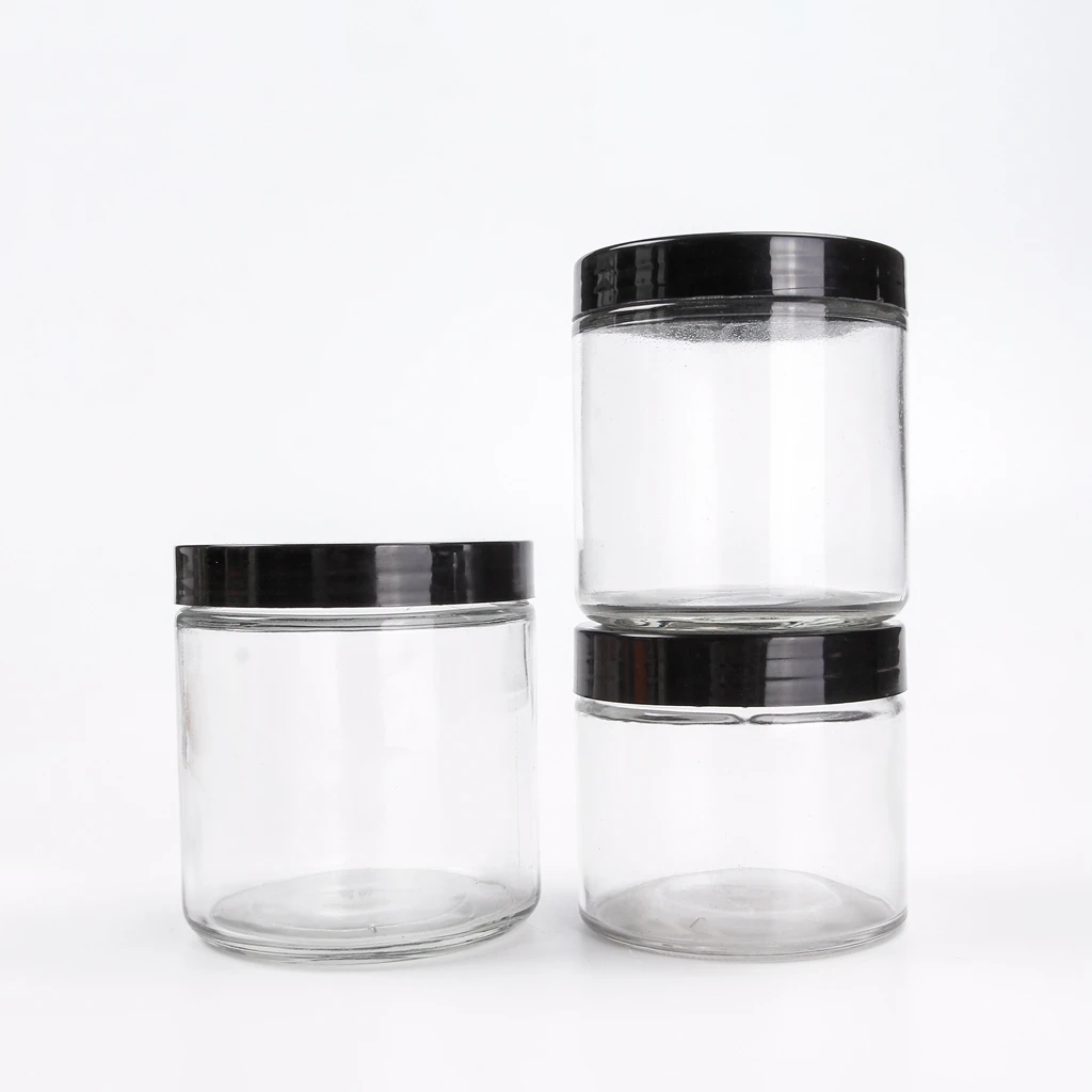 

Topsale reusable 2oz 4oz 8oz 12oz 16oz Clear Round Glass Jam Glass classic for honey food storage with plastic lids