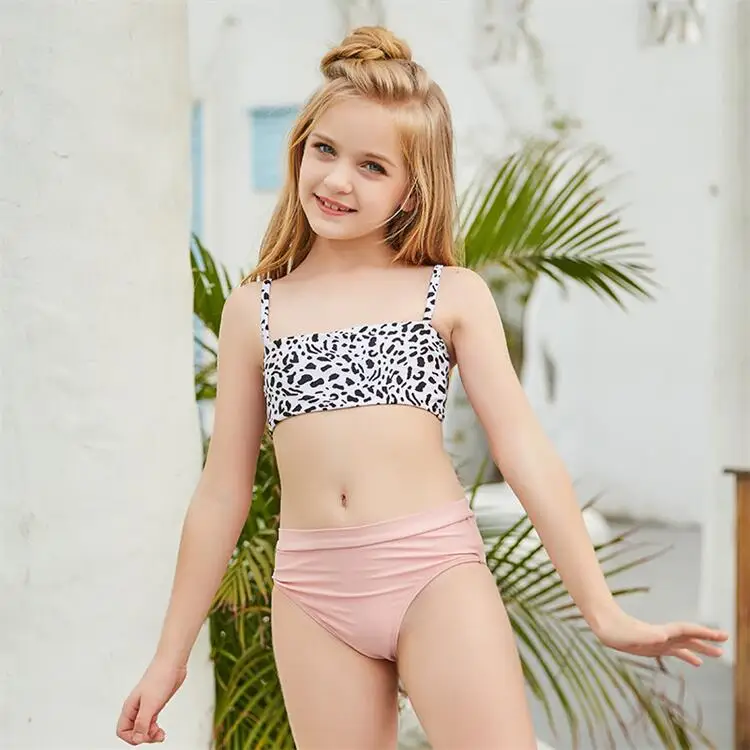 

Popular Cute Swimwear Two Piece Letter Girl Child Bikini Beachwear Kid Swimsuit Monokini, Picture showed