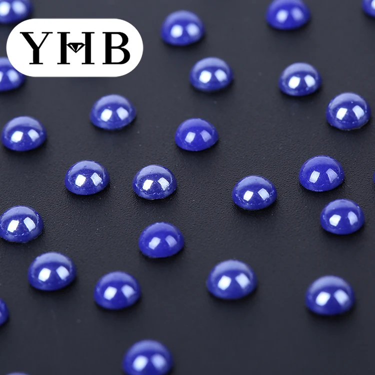 

YHB Capri Blue Glass HotfIx Rhinestone Crystal Flat Back Half Pearl Rhinestone For DIY Craft Decoration