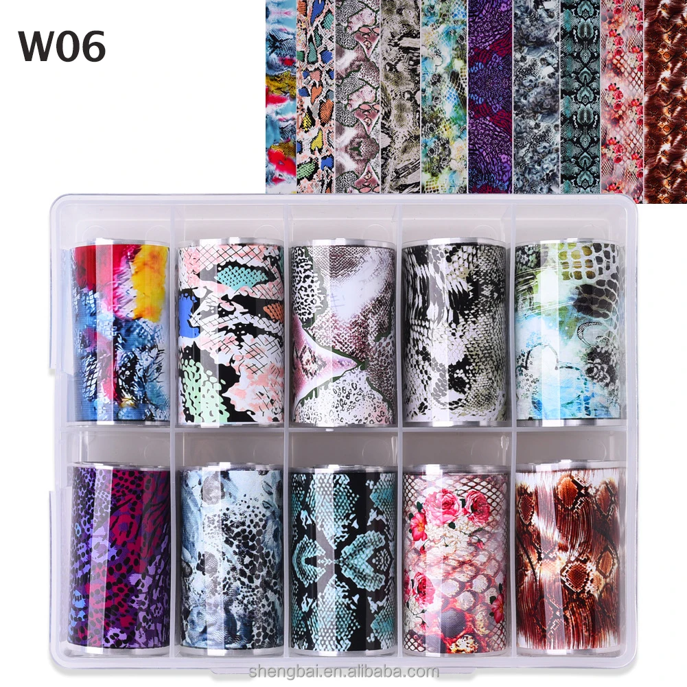 

Wholesale Laser Design Beast Animal Snake Skin Print Nail Decoration Transfer Foil Nail Art Sticker, Colorful