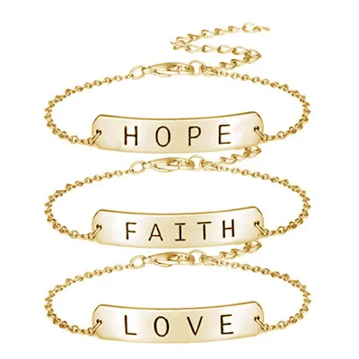 

Fashion Stainless Steel Jewelry Silver Gold Faith Love Hope Charms Bracelet Best Friend Gift Bracelet